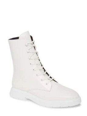 STUART WEITZMAN McKenzee all-white leather combat boots 36.5 New